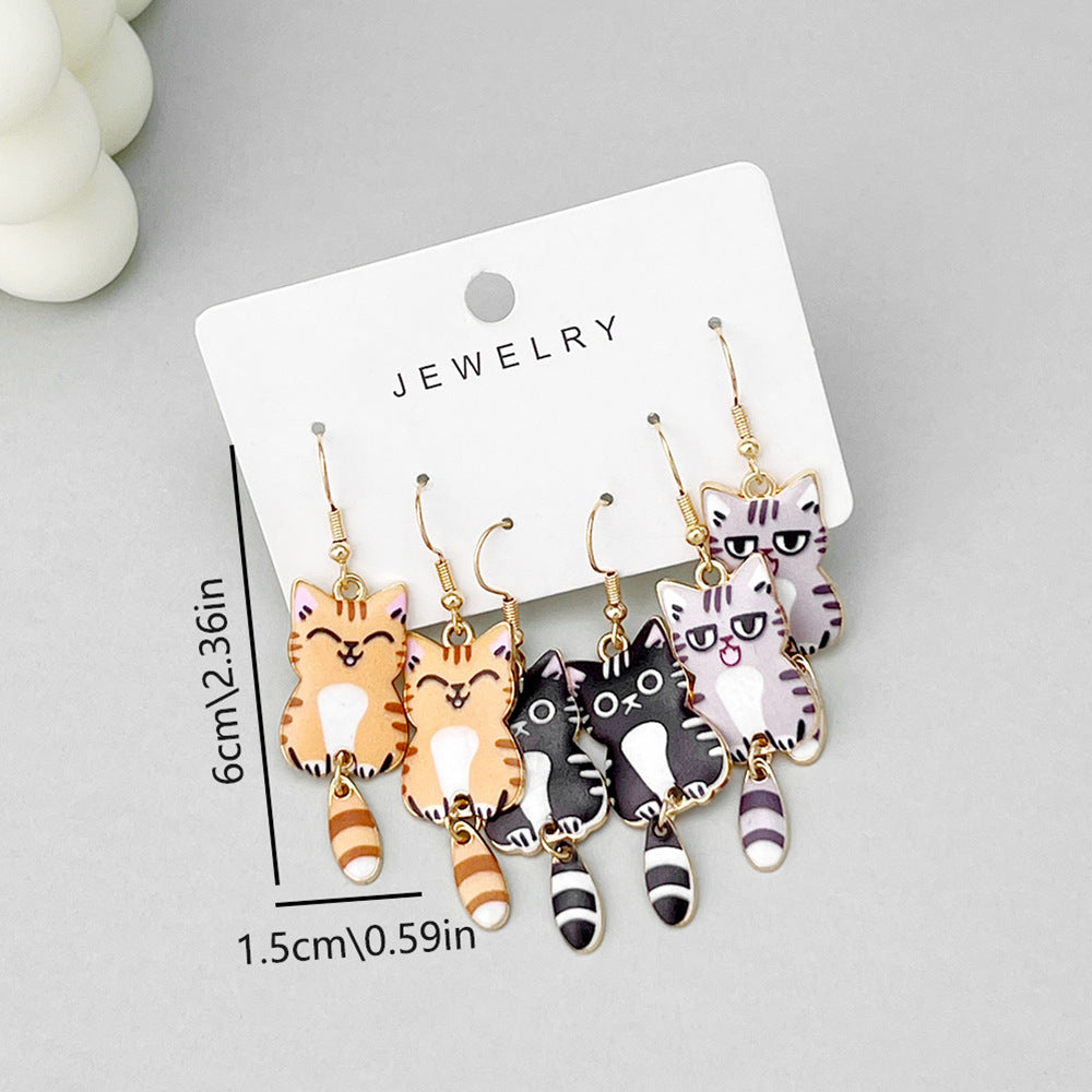 Dripping Oil Alloy Lifelike Printing Cat Diy Earrings Ornament Accessories