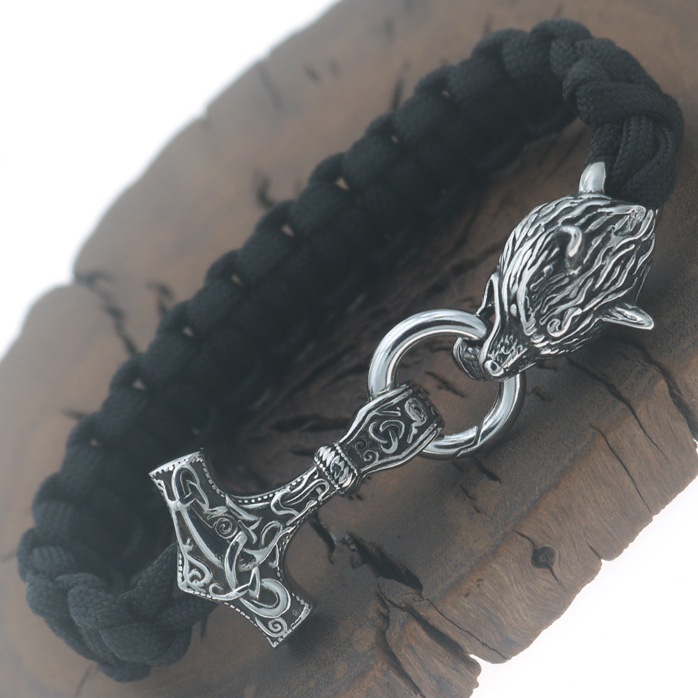 Male Nordic Rune Stainless Steel Pendant Bracelet