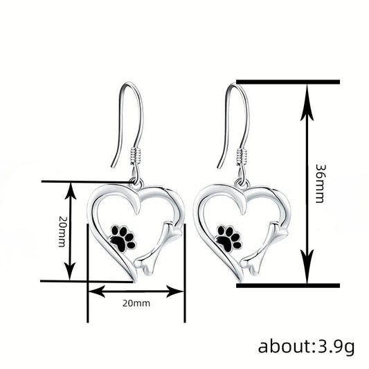 European And American Cute Earrings Female Cat Cat Paw Love Design Ornament Sweet
