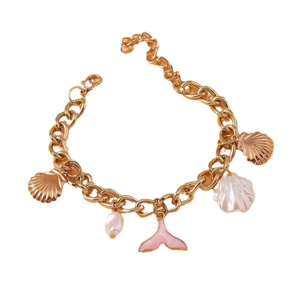 Women's Shell Pearl Mermaid Tail Bracelet