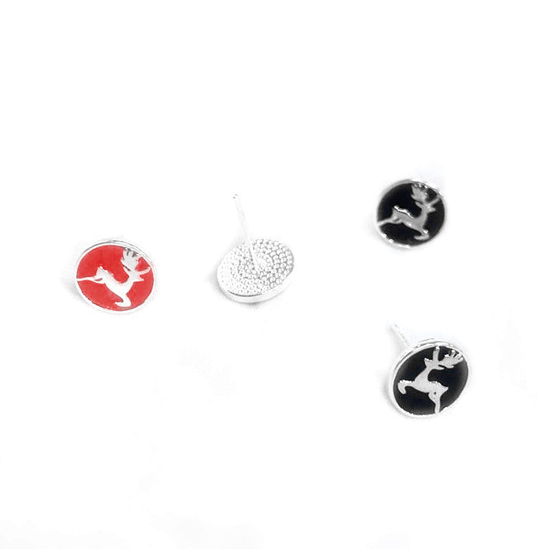Christmas Gift Silver Color Animal Deer Earrings Hollow Circular Running Elk Earrings For Women Fashion Jewelry