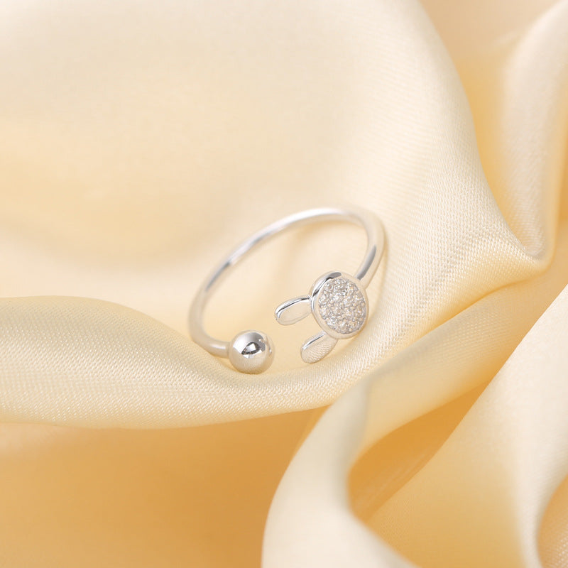Women's Sterling Silver Rabbit Ring Tail Ring