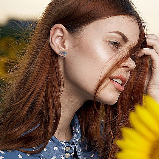 925 Silver Needle Cute Cat Ear Stud For Girlfriend