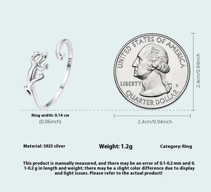 Personalized Animal Ring Bracelet Sterling Silver Gecko