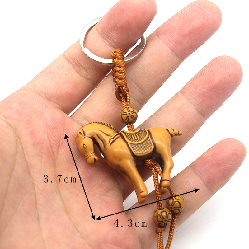 Cartoon Wooden Horse Turtle Elephant Key Chain