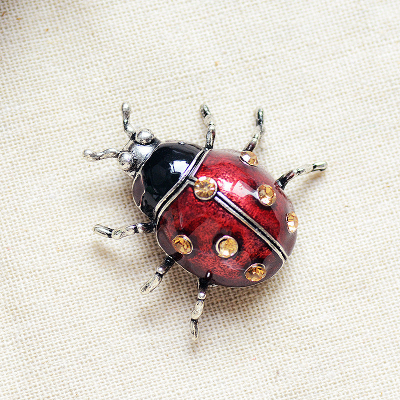 Retro Temperament Glaze Ladybug Brooch