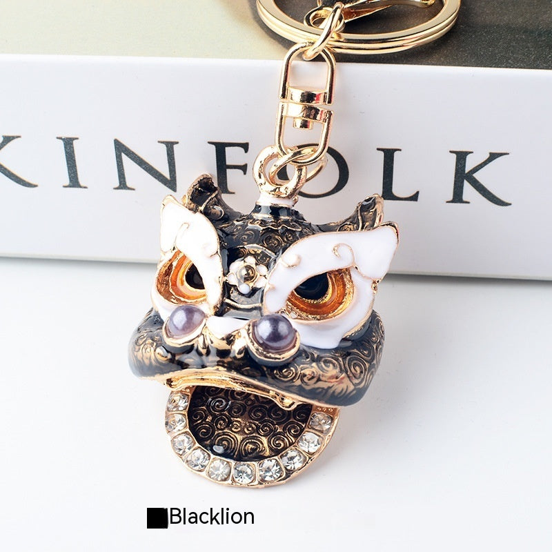 Lion Keychain With Diamond Pendant