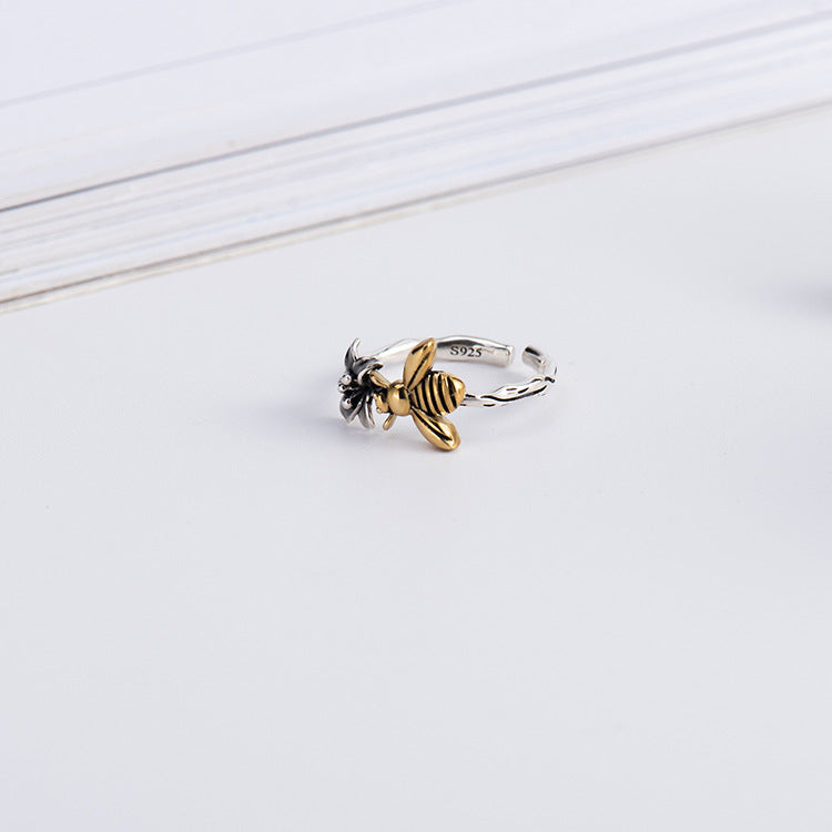 Sterling Silver Ring Bee Flower Ring