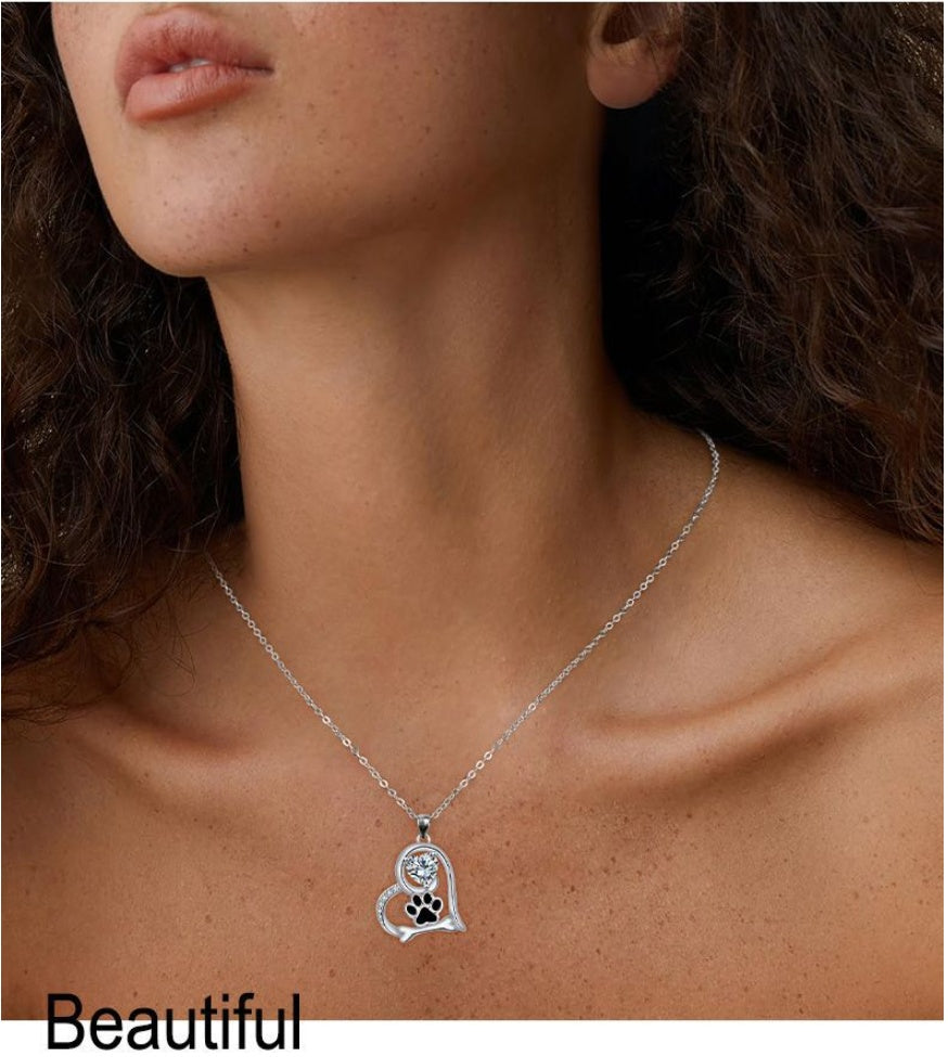 Creative Personality Dog Paw Print Shiny Necklace
