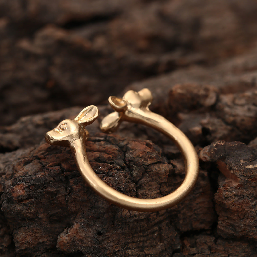 European And American Animal Adjustable Frosted Ring