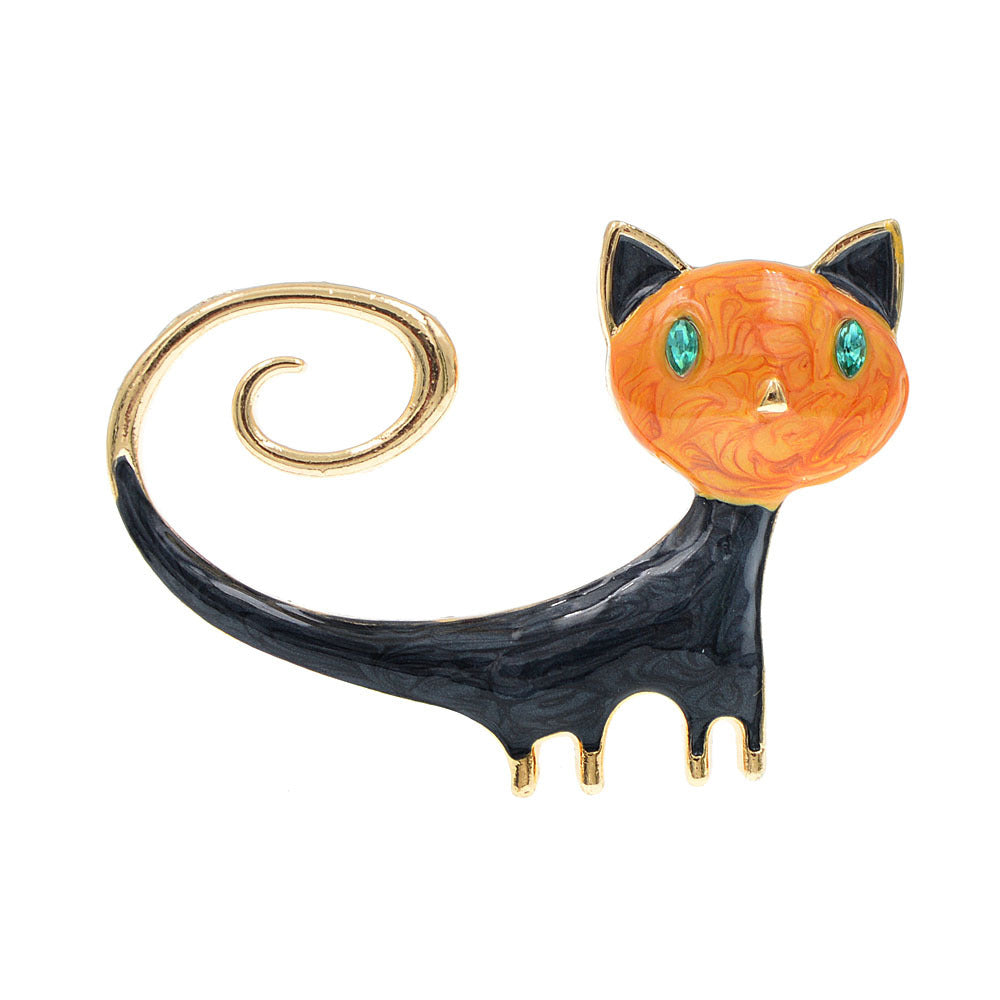 Fashion Personalized Painted Tailing Up Kitty Brooch
