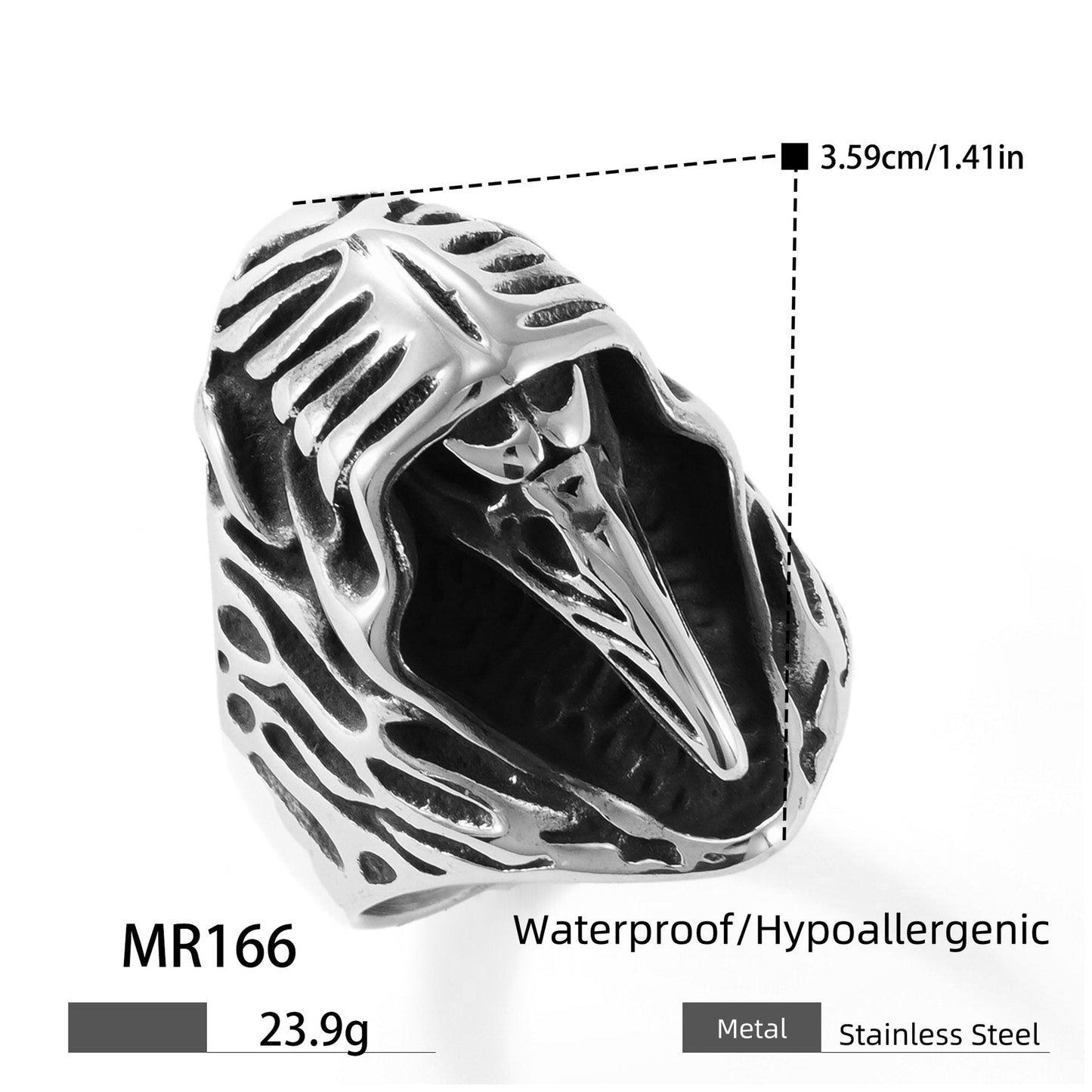 Crow Stainless Steel Ring Punk Ring