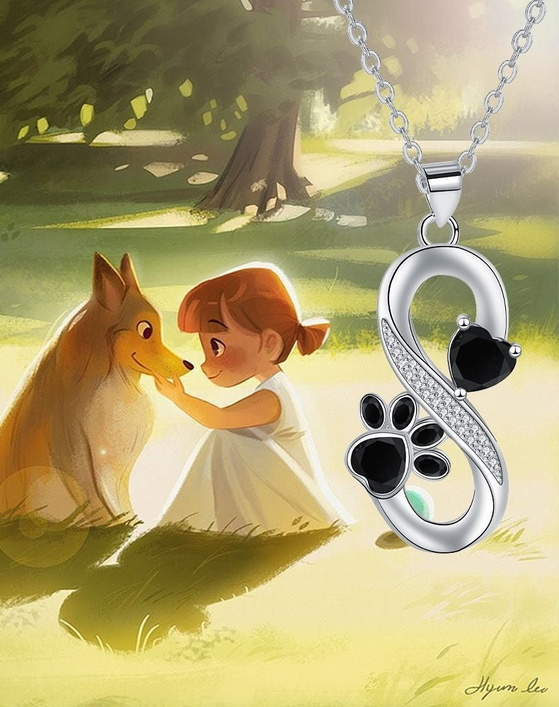 European And American Infinite Symbol Necklace Female With Hearts Paw Print Pendant Ornaments