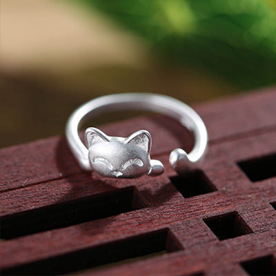 Retro Cute Cat Ring Japanese And Korean Fashion Creative Animal Little Finger Ring Adjustable Opening