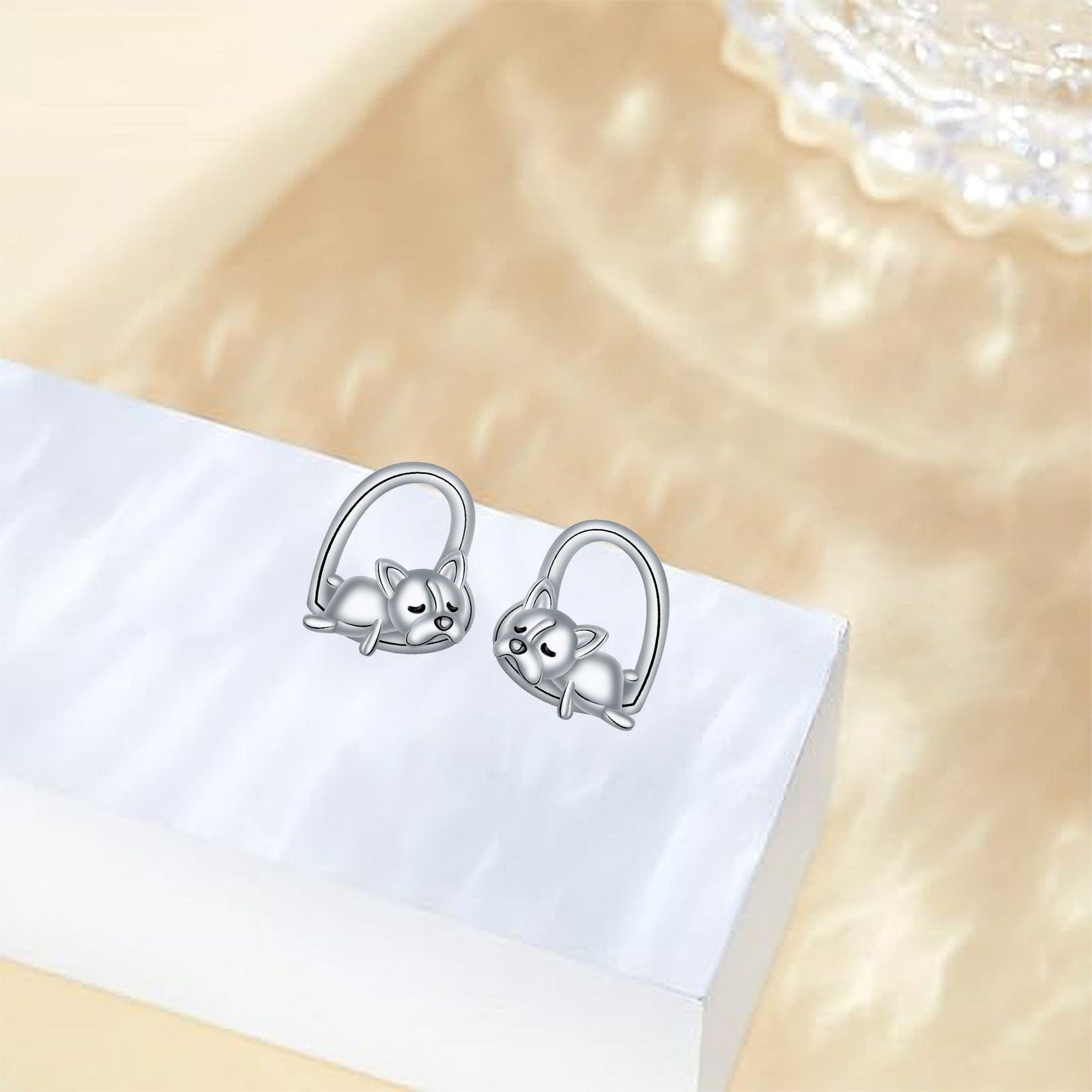 925 Silver Needle Animal Stud Earrings Dog