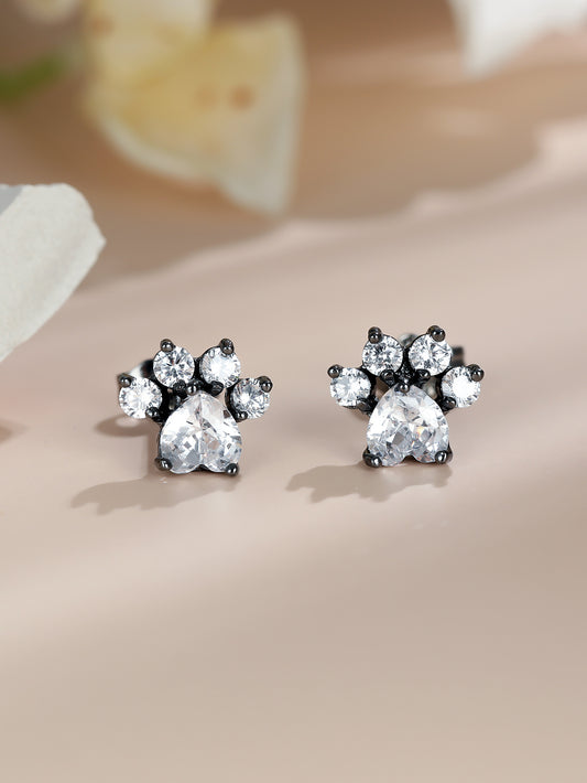 Fashion Cat Footprints  Crystal Earrings For Women