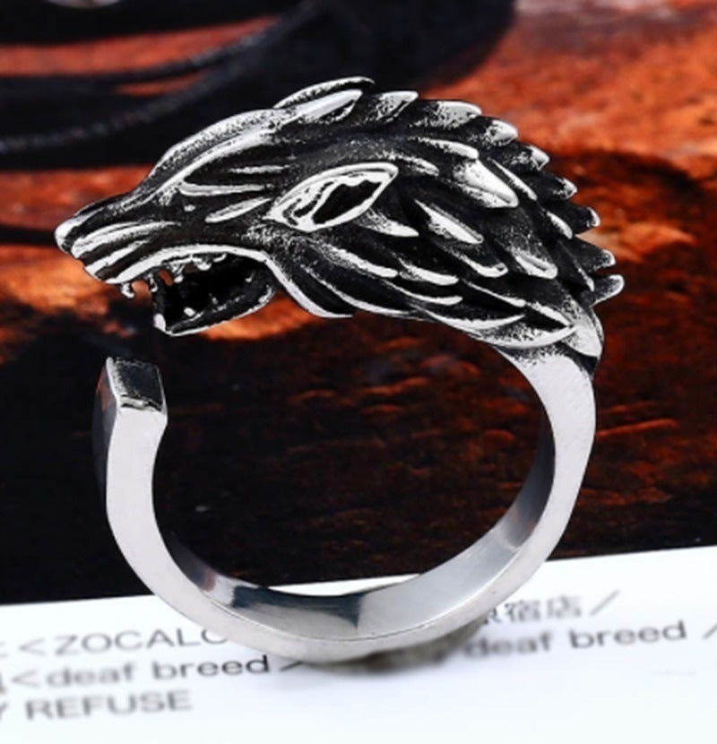 Punk Alloy Ice Wolf Animal Jewelry Ring