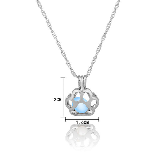 Fashion Jewelry Dog Paw Hollow Luminous Necklace