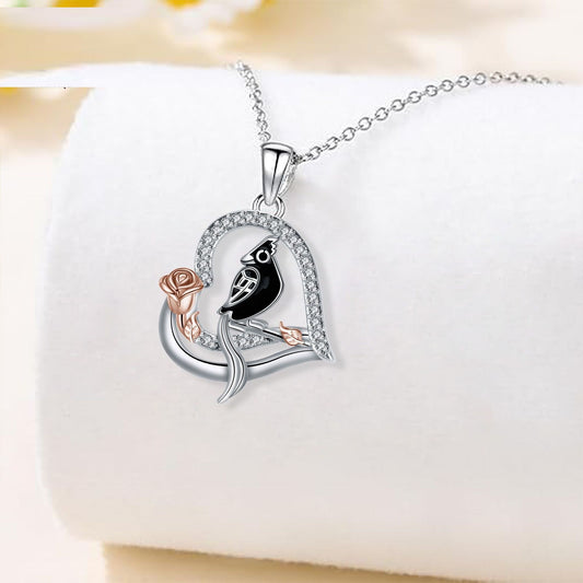 Heart-shaped Jewelry Pendant Parrot Necklace Female Animal Ornament