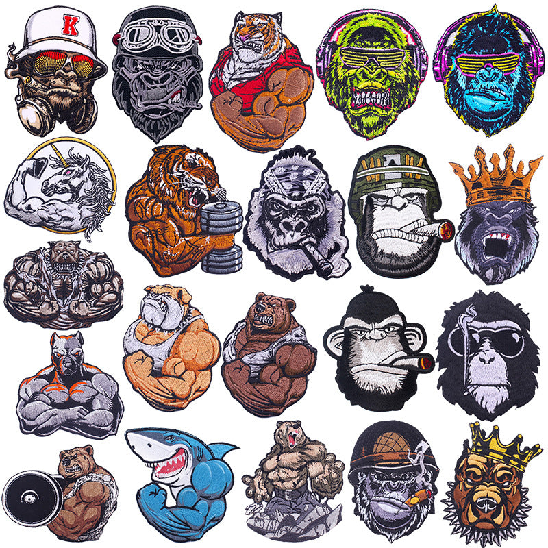 Fierce Animal Cloth Sticker Punk Muscle Animal Embroidery