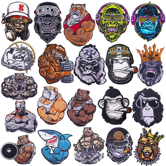 Fierce Animal Cloth Sticker Punk Muscle Animal Embroidery