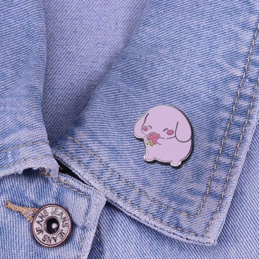Cute Strawberry Dog Brooch, Metal Enamel Badge, Lapel Pin