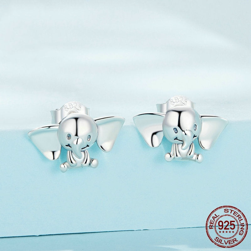 S925 Sterling Silver Elephant Stud Earrings Adorkable Childhood Animal