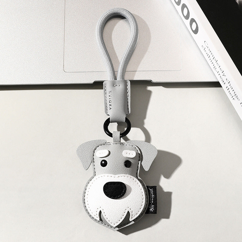 Cute Leather Puppy Kitten Simple Cartoon Car Keychain Pendant