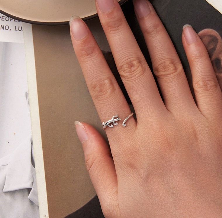 Personalized Animal Ring Bracelet Sterling Silver Gecko