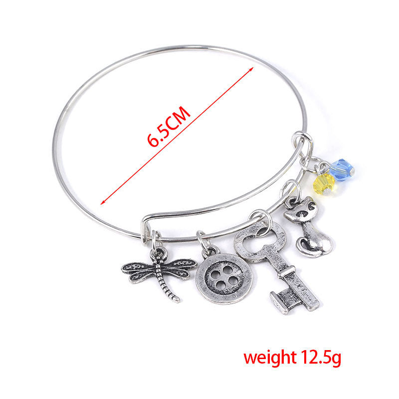 Retro Element Butterfly Cat Key Accessories Bracelet Halloween Gift Bracelet