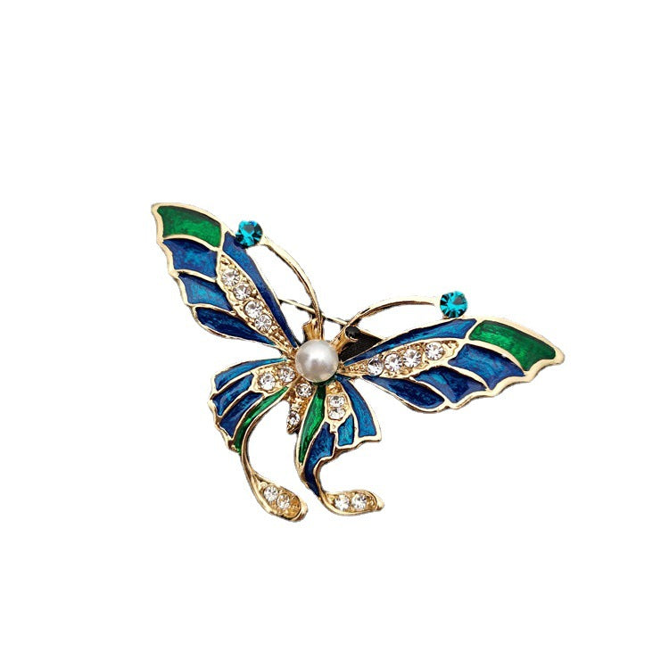 Retro Court Mid-ancient Style Western Enamel Butterfly Brooch