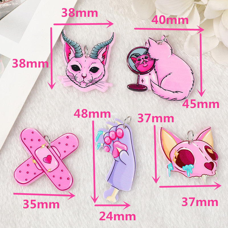 Acrylic Halloween Skull Horror Cat DIY Earrings Keychain Material