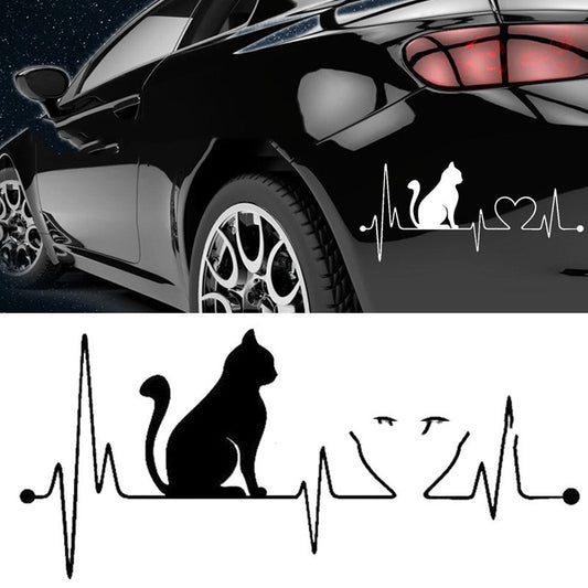 Pet Cat Heartbeat Lifeline Vinyl Sticker