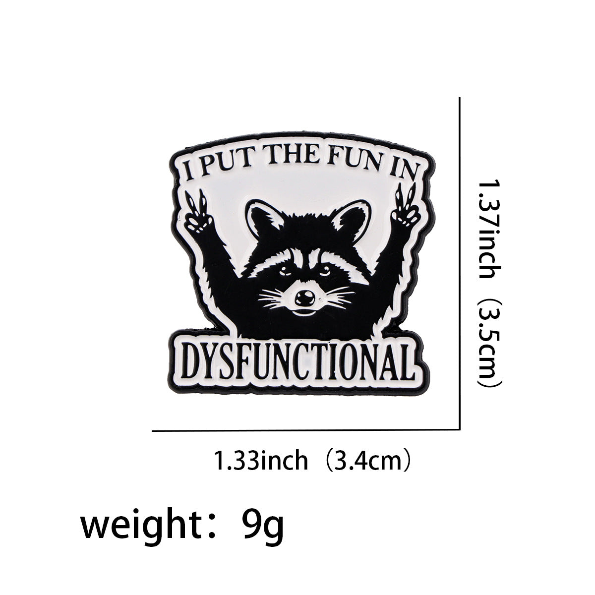 Cartoon Raccoon Brooch Golden M Badge