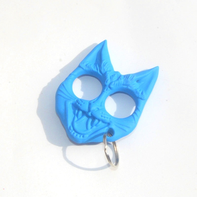 Black Cat Head Keychain Plastic