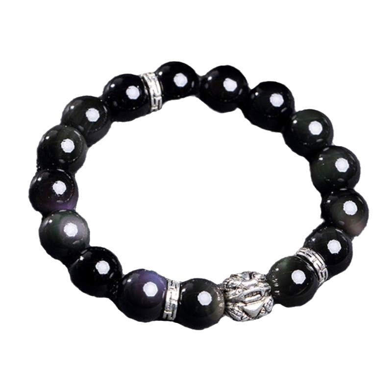Silver 999 Natural Obsidian To Cloud Year Of Bracelet