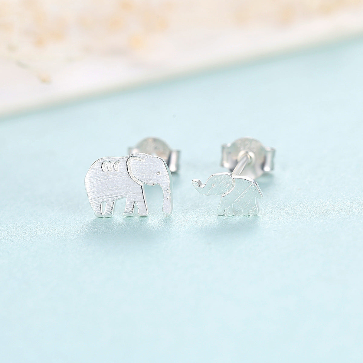 Female Animal Baby Elephant Asymmetrical Earrings