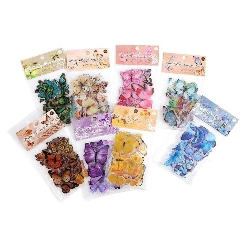 PET Sticker Bag Butterfly Nature Series Fresh And Retro Notebook Material Decoration Stickers
