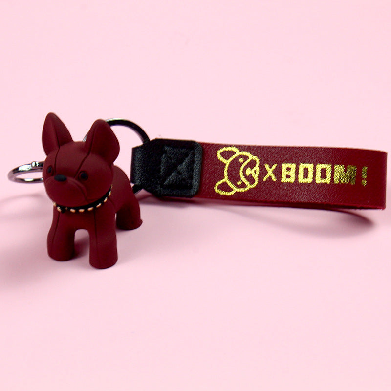 Creative Cartoon Keychain Cute Bulldog Headphone Case Couple Backpack School Bag Pendant