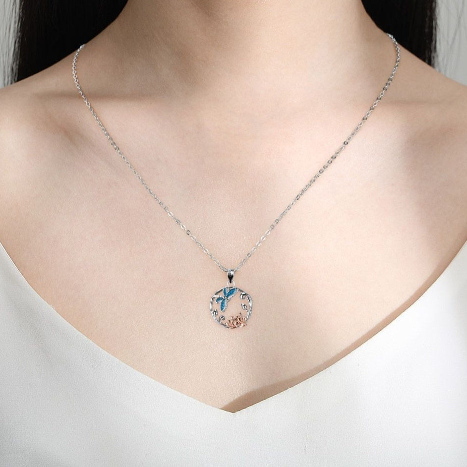 Dragonfly Necklace On Lotus Flower Female Clavicle Chain Fashion Design Jewelry