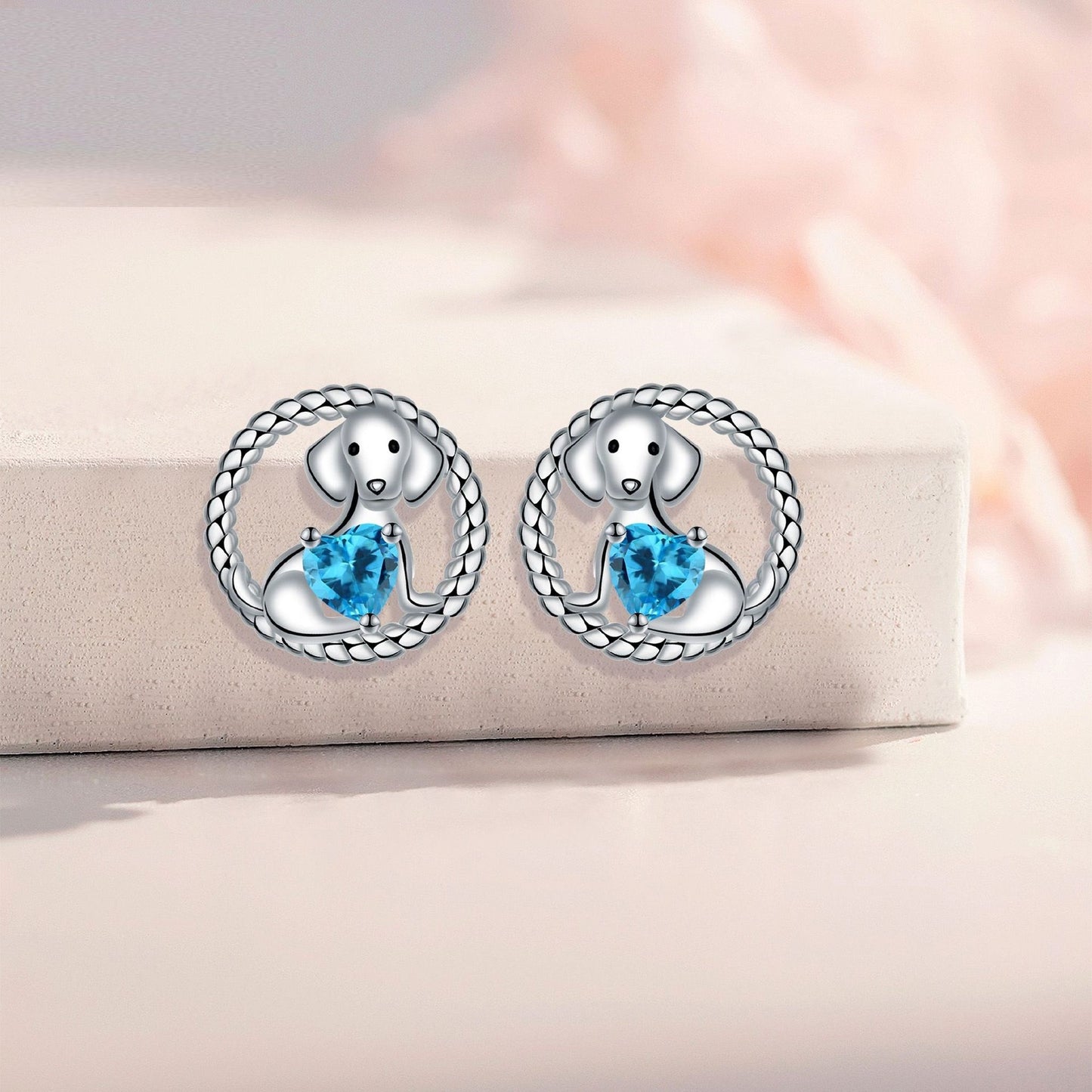 Cute Animal Dog Ear Studs 925 Silver Needle
