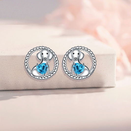 Cute Animal Dog Ear Studs 925 Silver Needle