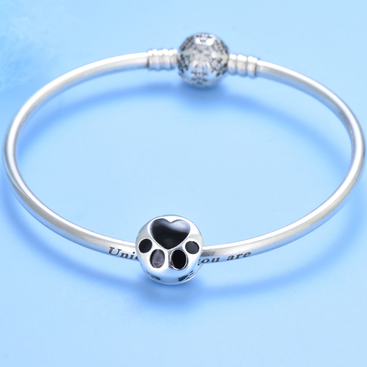 Sterling Silver Paw Print Beaded Bracelet Accessory DIY