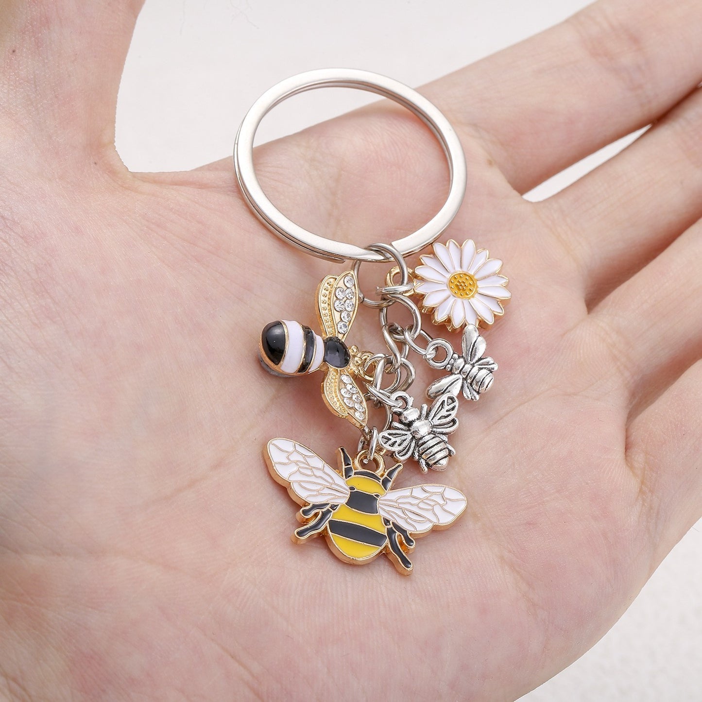 Oil Dripping Bee SUNFLOWER Keychain