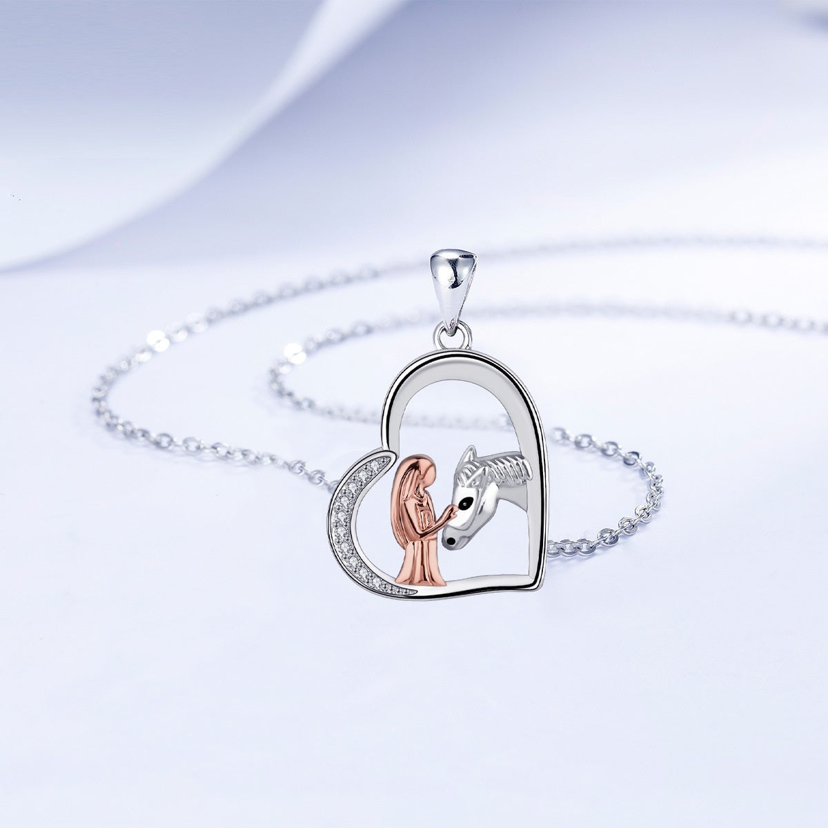 Love Necklace Girl And Horse Clavicle Chain