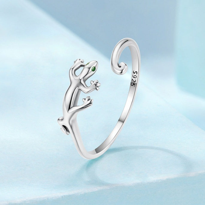 Personalized Animal Ring Bracelet Sterling Silver Gecko
