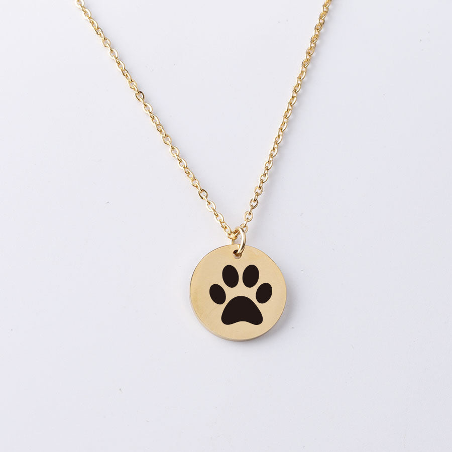 Stainless Steel Disc Lettering Dog Paw Pattern Jewelry Pendant