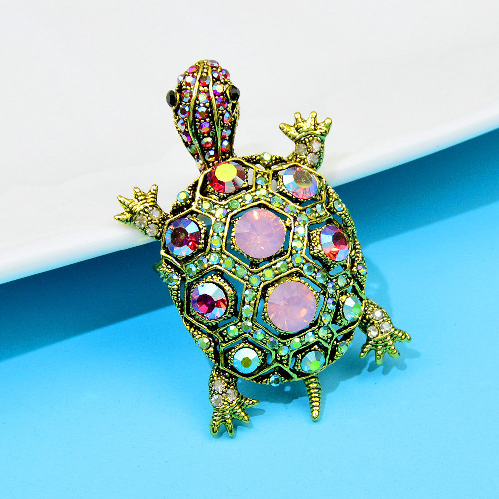 Diamond-embedded Fashion Retro Turtle Brooch Cute Animal Corsage
