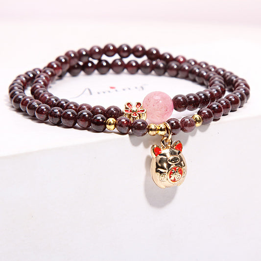 Red Rock Double Ring Money Bag Pendant Bracelet
