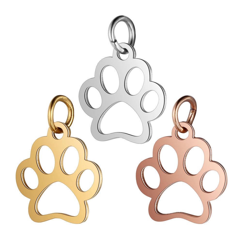 Titanium Steel Polished Laser Cut Animal Dog Paw Jewelry Diy Pendant